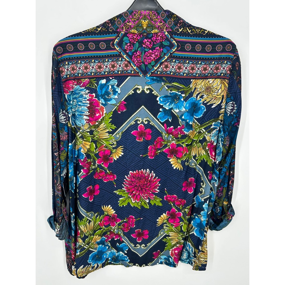 John Mark 2X Blue Floral Patchwork Button Down Sh… - image 3